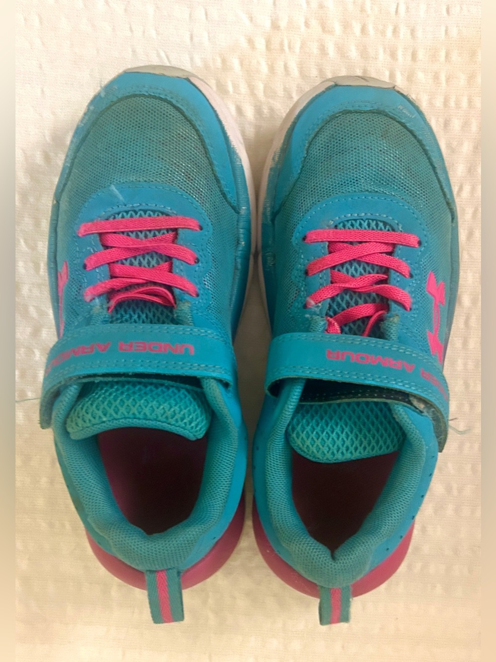 Under Armour Girls Bright Blue & Pink Sneakers / Running Shoes • Size 1